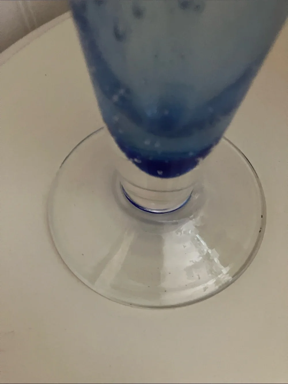 Vintage Hand Blown Cobalt Blue Footed Vase With Folded Trumpet Rim